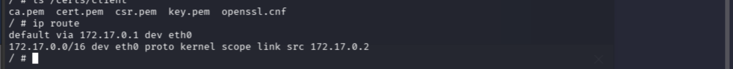 ip route showing 172.17.0.1 gateway